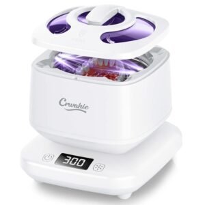 Ultrasonic Retainer Cleaner, Detachable 45kHz Retainer Cleaner Machine 3 Modes Dental Cleaning Pod with Visible Window Digital Timer for Mouth Guard, Dentures, Aligner, Braces, Jewelry - White