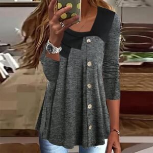 Chic Grey Long Sleeve Top