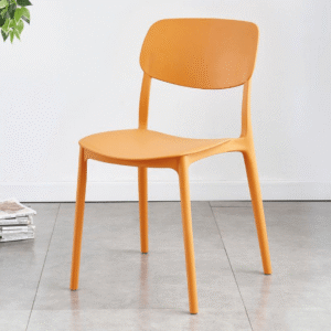 Space-Saving Stackable Plastic Chair with Curved Backrest