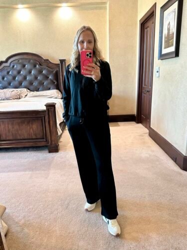 🔥Final Day Clearance!🛒Women's 2 Piece Outfits Casual Lapel Half Zip Sweatshirts And Wide Leg Pants Tracksuit Sets🔥8-PACK ONLY $28🔥 photo review