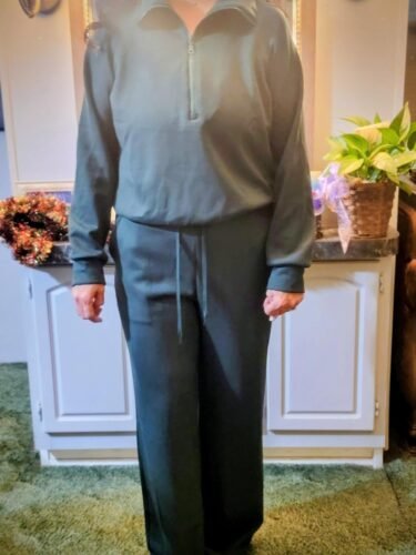 🔥Final Day Clearance!🛒Women's 2 Piece Outfits Casual Lapel Half Zip Sweatshirts And Wide Leg Pants Tracksuit Sets🔥8-PACK ONLY $28🔥 photo review