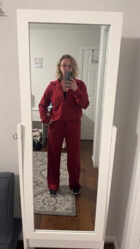 🔥Final Day Clearance!🛒Women's 2 Piece Outfits Casual Lapel Half Zip Sweatshirts And Wide Leg Pants Tracksuit Sets🔥8-PACK ONLY $28🔥 photo review