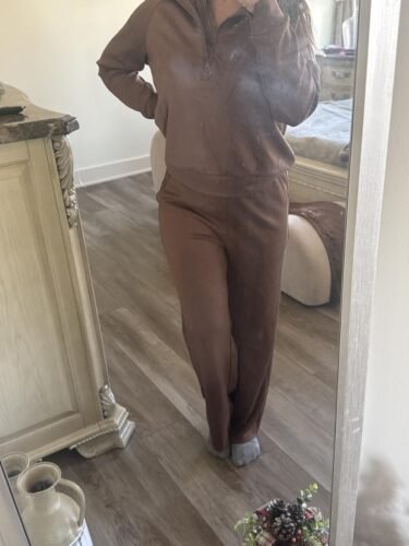 🔥Final Day Clearance!🛒Women's 2 Piece Outfits Casual Lapel Half Zip Sweatshirts And Wide Leg Pants Tracksuit Sets🔥8-PACK ONLY $28🔥 photo review