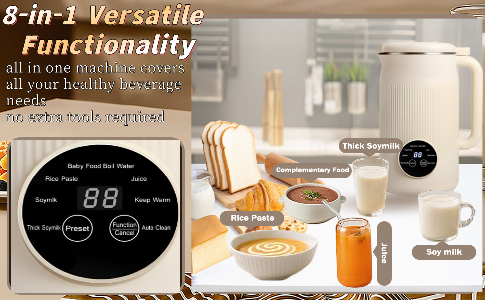 8-in-1 multifunction nut milk & juice maker covers all your healthy beverage needs