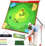 Golf Chipping Game Set : Portable 6-Angle Adjustable Practice Mat Set with 20 Sticky Balls for Indoor Outdoor Family Fun (Golf Club Not Included)
